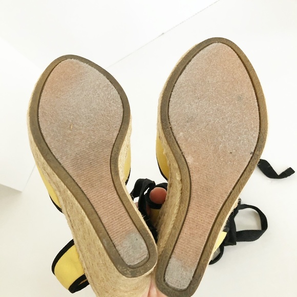 Philip Simon Yellow Peep Toe Espadrille Wedge - Picture 8 of 9